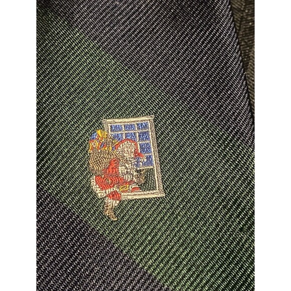 VTG Woodward striped Green and Blue Santa Tie made in USA 100% silk Christmas - Picture 2 of 6